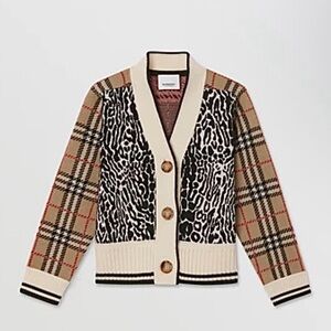 BURBERRY Kids Leopard Print Cardigan with Button Closure (12yrs)